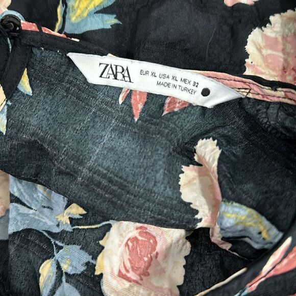 ZARA Sharon Floral Print 3/4 Sleeve Babydoll Mini Dress Size XL - Picture 7 of 10